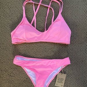 Neon pink bikini